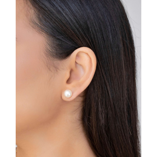 Brinco Pérola 10 mm Banhado a Ouro 18K