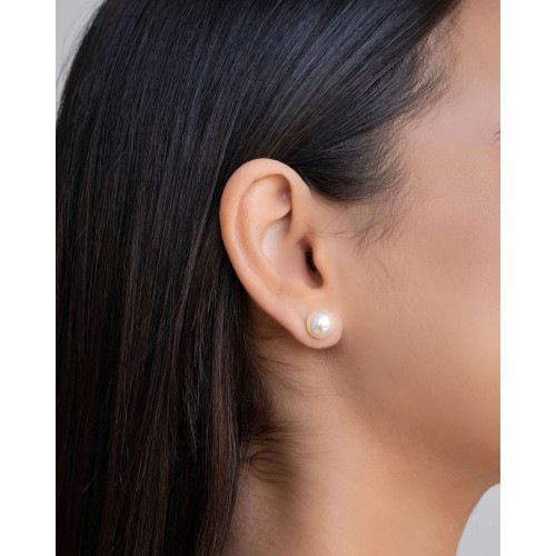 Brinco Pérola 10 mm Ródio Branco