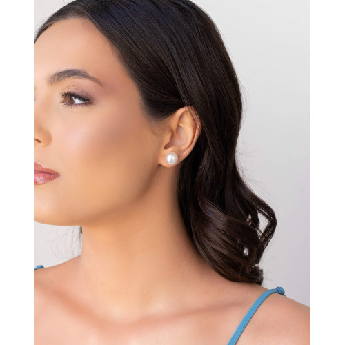 Brinco Pérola 12 mm Ródio Branco