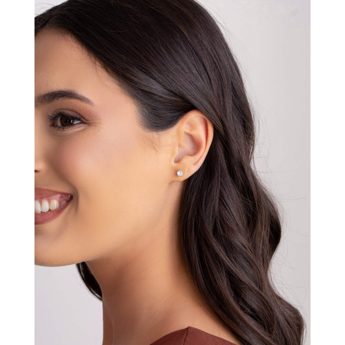 Brinco Infantil Ponto de Luz 4 mm Tarraxa Baby Ródio Branco