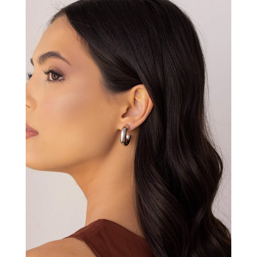 Brinco Argola Tubo Lisa 2.6 cm Ródio Branco