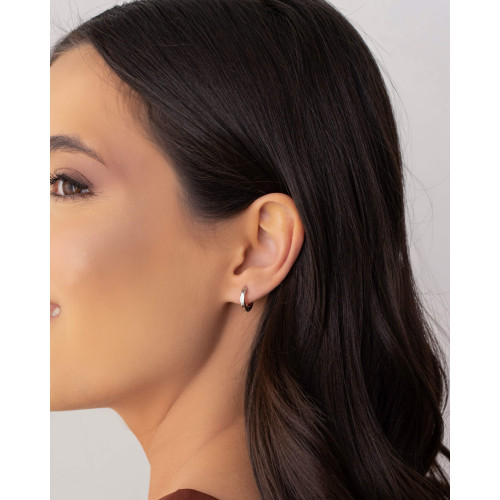 Brinco Argola Click Lisa 1.2 cm Ródio Branco