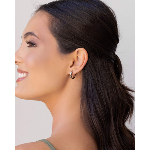 Brinco Argola Click Lisa 1.6 cm Ródio Branco