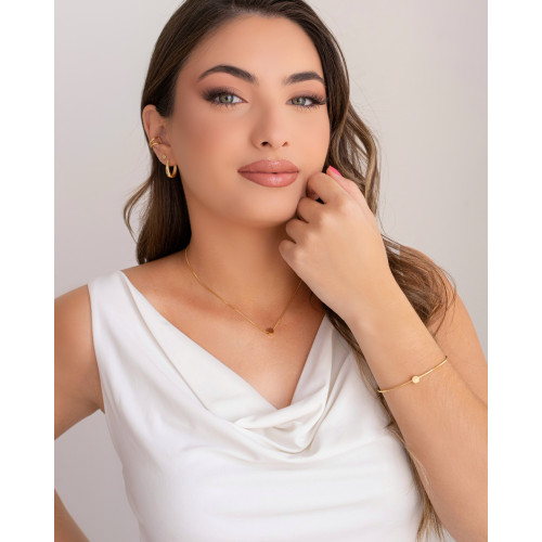 Brinco Redondo Liso Banhado a Ouro 18K