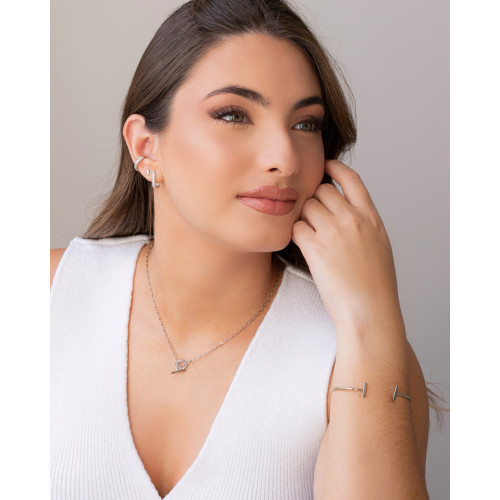 Brinco Palito Liso 5mm Ródio Branco