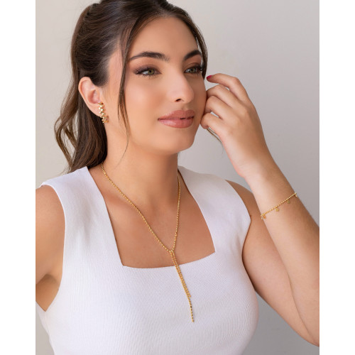 Gargantilha Gravata Plaquinhas Achatadas Banhado a Ouro 18K - 45 cm