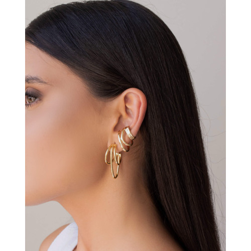 Piercing 3 Filetes Detalhes Banhado a Ouro 18K