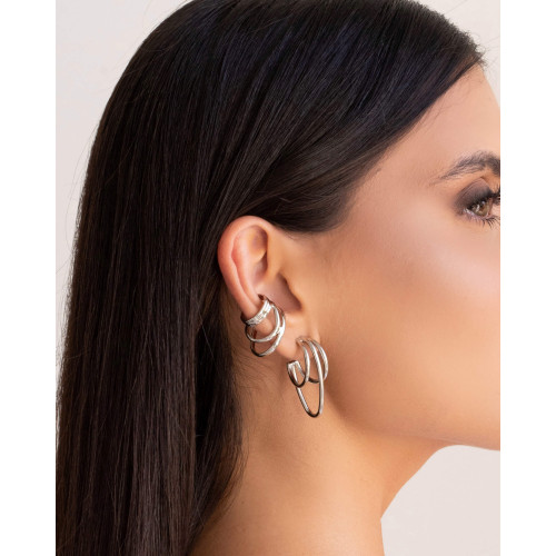 Piercing 3 Filetes Detalhes Ródio Branco