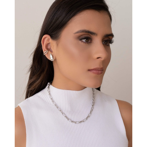 Ear Hook Gota Lisa 1.9 cm Ródio Branco