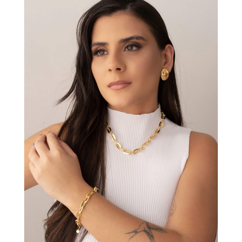 Choker Elos Ovais 9 mm Banhado a Ouro 18K