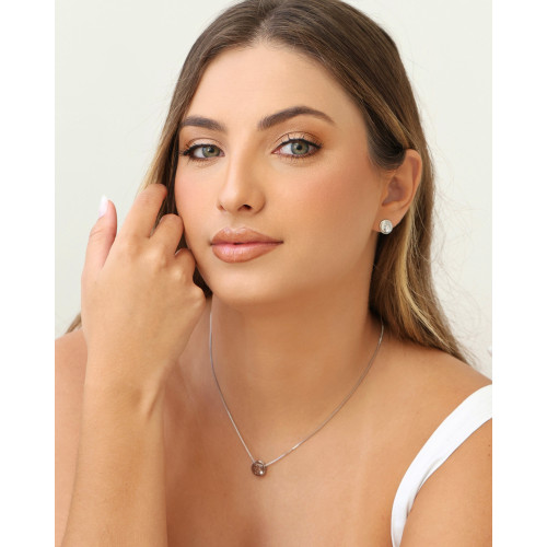 Gargantilha Filho Menina Ponto de Luz Cristal Ródio Branco - 45 cm