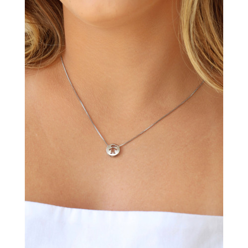 Gargantilha Pingente Filho Ponto de Luz Cristal Ródio Branco - 45 cm