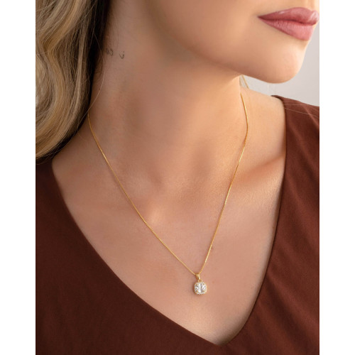 Gargantilha Veneziana Ponto de Luz Cravejado Cristal Banhado a Ouro 18K - 45 cm