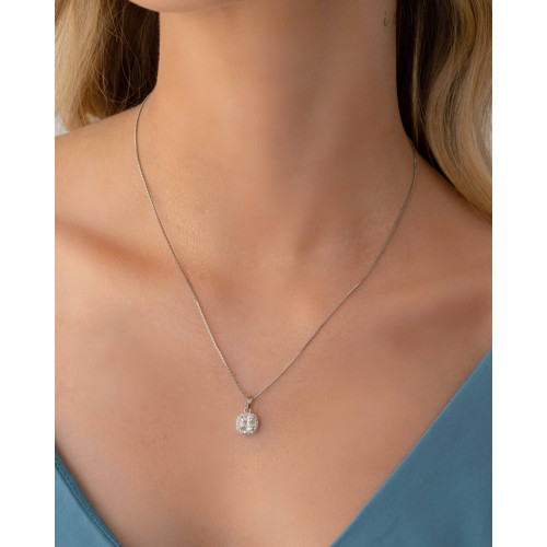 Gargantilha Veneziana Ponto de Luz Cravejado Cristal Ródio Branco - 45 cm