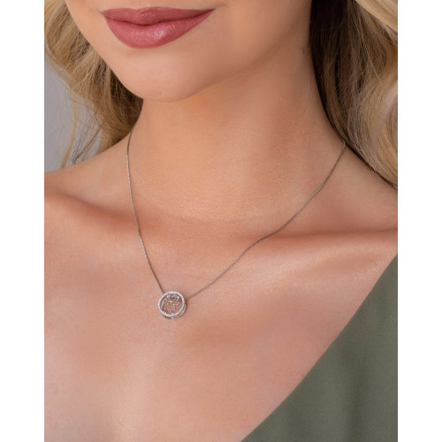 Gargantilha Filho Menina Cravejado Cristal Ródio Branco - 45 cm