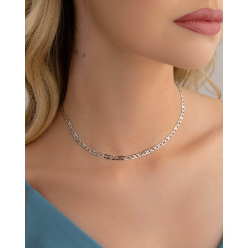 Choker Piastrine Ródio Branco