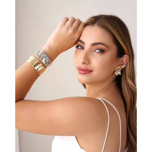 Brinco Argola Orgânica Lisa 1.8 cm Ródio Branco