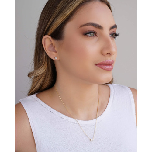 Conjunto Ponto de Luz Cristal 5 mm Banhado a Ouro 18K