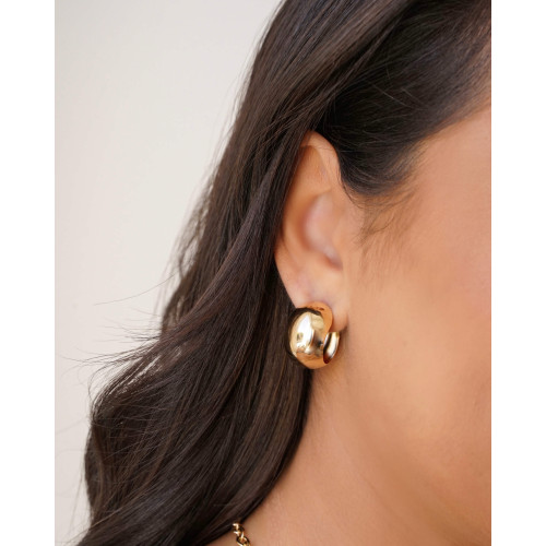 Brinco Argola Abaulada Lisa 2.3 cm Banhado a Ouro 18K