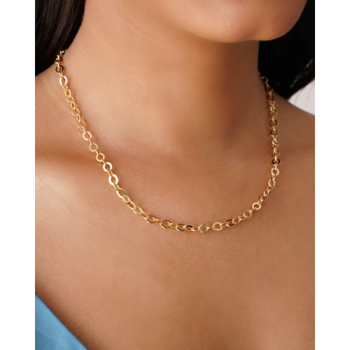 Gargantilha Elos Ovais 5 mm Banhado a Ouro 18K - 40 cm