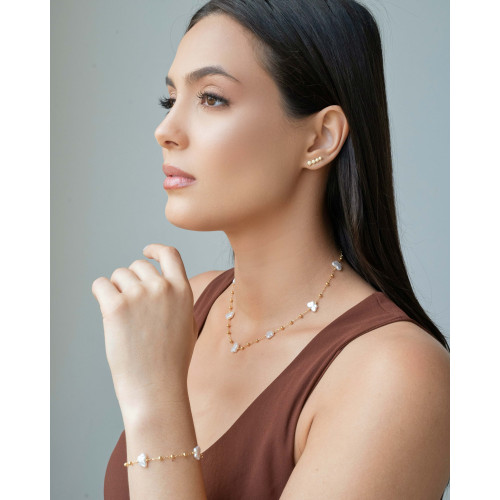 Ear Cuff Redondo Detalhes 1.3 cm Banhado a Ouro 18K