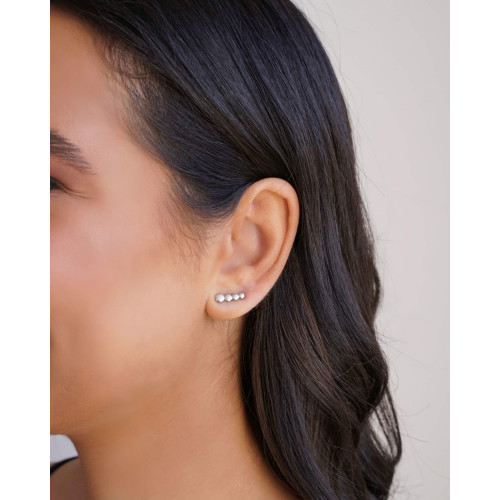 Ear Cuff Redondo Detalhes 1.3 cm Ródio Branco