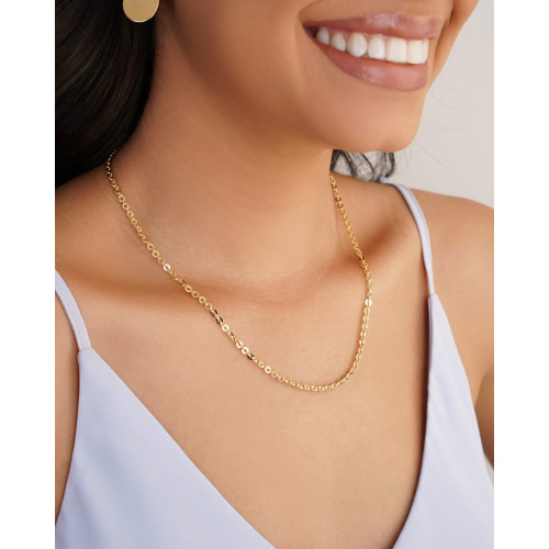 Gargantilha Elos Bailarina 3 mm Banhado a Ouro 18K - 45 cm