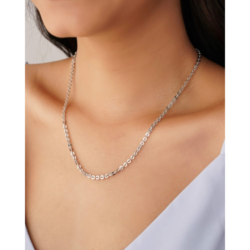 Gargantilha Elos Bailarina 3 mm Ródio Branco - 45 cm