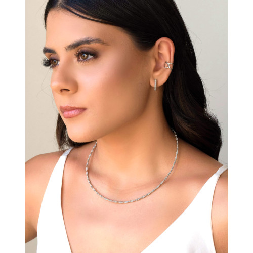 Gargantilha Corda Violão Torcida 2.5 mm Ródio Branco