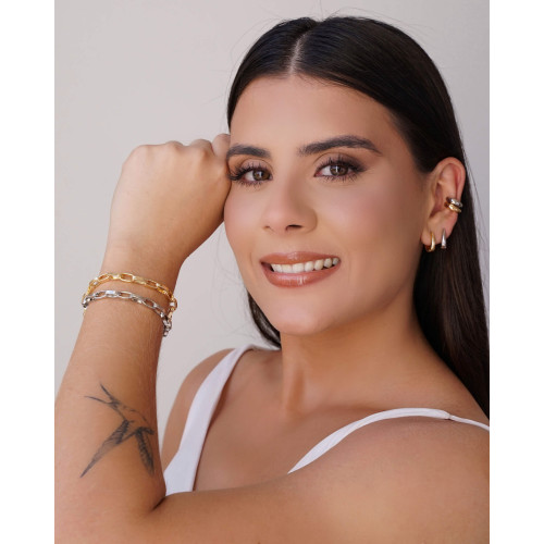 Brinco Argola Oval Lisa 1.5 cm Banhado a Ouro 18K