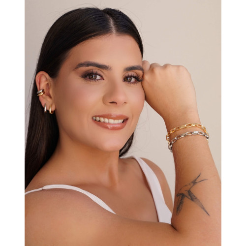 Brinco Argola Oval Lisa 1.5 cm Ródio Branco