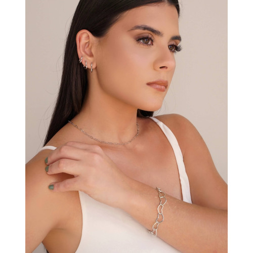 Pulseira Corações Vazados 1.1 cm Ródio Branco