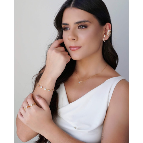 Gargantilha Veneziana Ponto de Luz Cristal 5 mm Banhado a Ouro 18K - 40 cm