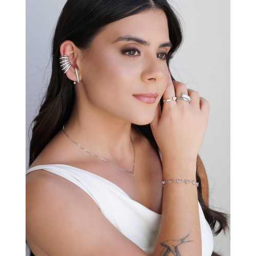 Gargantilha Veneziana Ponto de Luz Cristal 5 mm Ródio Branco - 40 cm