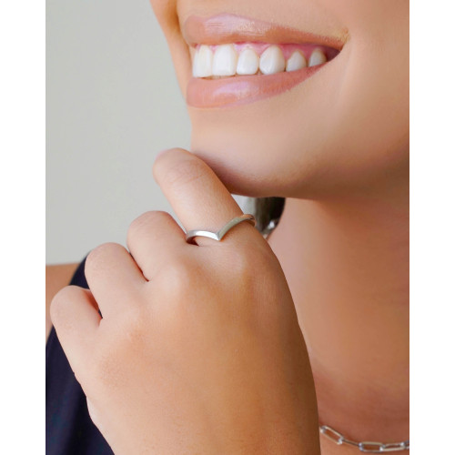 Anel em V Liso Tamanho 25 Ródio Branco