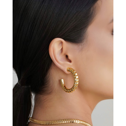 Brinco Argola Mola Lisa 4.0 cm Banhado a Ouro 18K