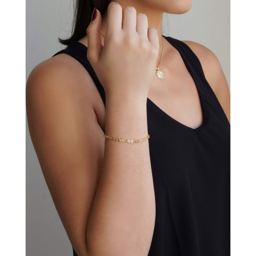 Pulseira Elos Ovais 3 mm Banhado a Ouro 18K