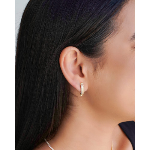 Ear Hook Cravejado 1.9 cm Cristal Banhado a Ouro 18K