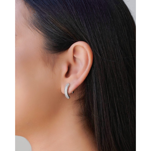 Ear Hook Cravejado 1.9 cm Cristal Ródio Branco