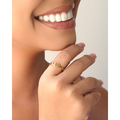 Anel Ajustável ABC Tamanho P Banhado a Ouro 18K