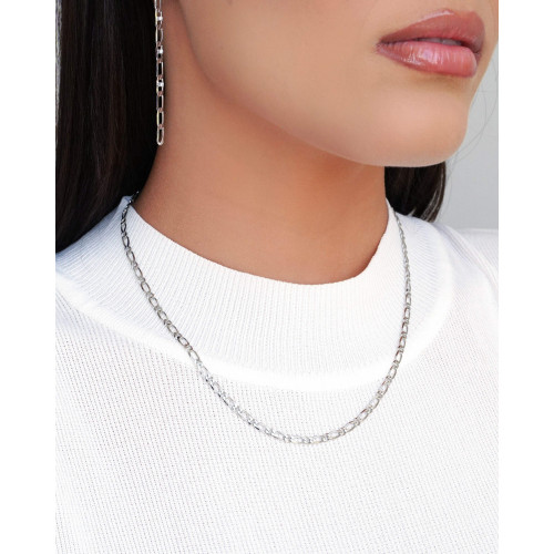 Gargantilha Elos 3 mm Ródio Branco - 40 cm