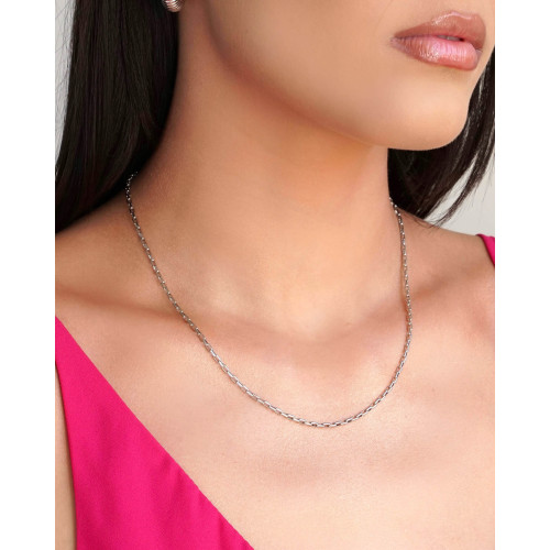 Gargantilha Elos Retos 2 mm Ródio Branco - 45 cm