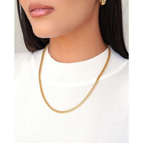 Gargantilha Malha Italiana 4 mm Banhado a Ouro 18K - 45 cm