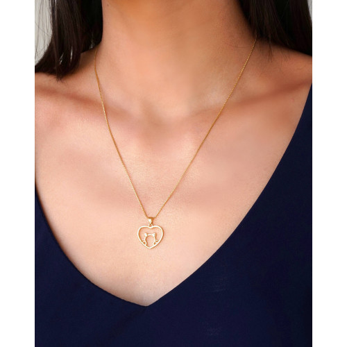 Gargantilha Veneziana Coração Gato Pontos de Luz Cristal Banhado a Ouro 18K - 45 cm