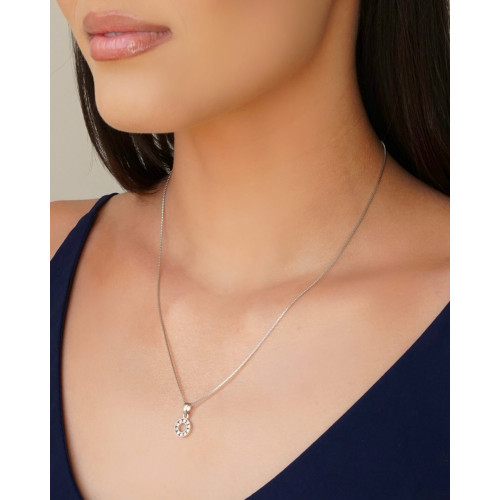 Gargantilha Veneziana Redondo Cravejado Cristal Ródio Branco - 45 cm