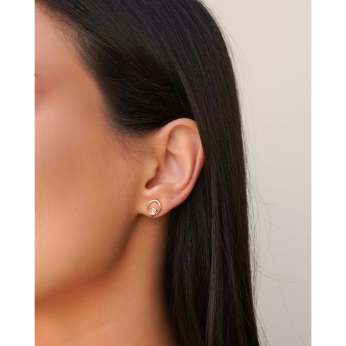 Brinco Fio Ponto de Luz Cristal 1.0 cm Banhado a Ouro 18K