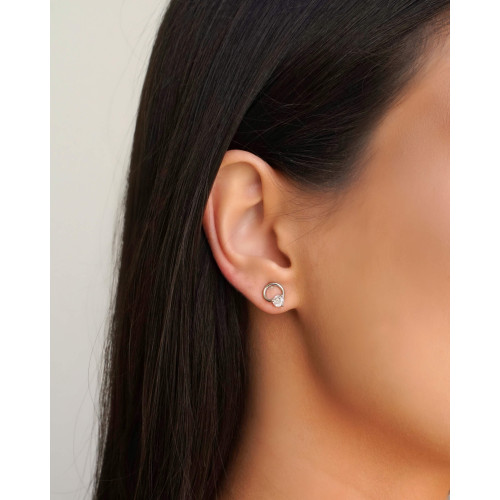 Brinco Fio Ponto de Luz Cristal 1.0 cm Ródio Branco