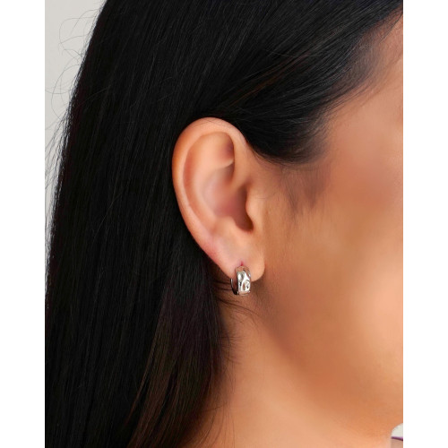 Brinco Argola Orgânica 1.2 cm Ródio Branco