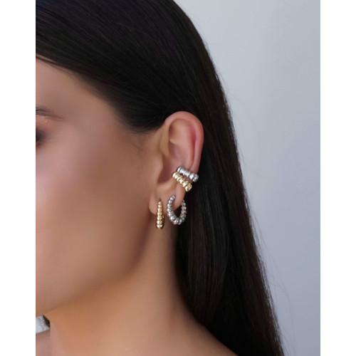 Brinco Argola Click Bolas Lisas 1.8 cm Banhado a Ouro 18K