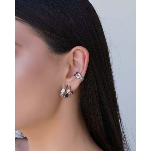 Piercing em X Detalhado Ródio Branco